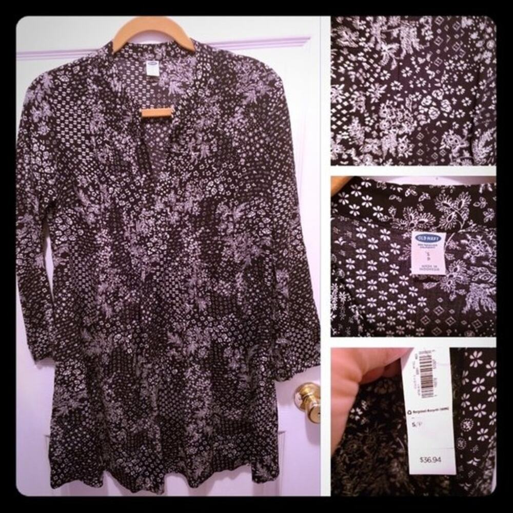 Old Navy Tunic | Long Shirt | NWT Original Price 36.00 | Black & White | Sz S